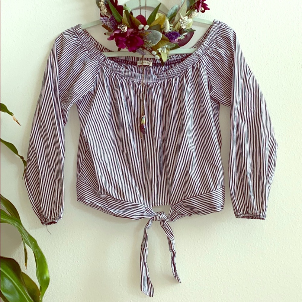 Striped Peasant crop top